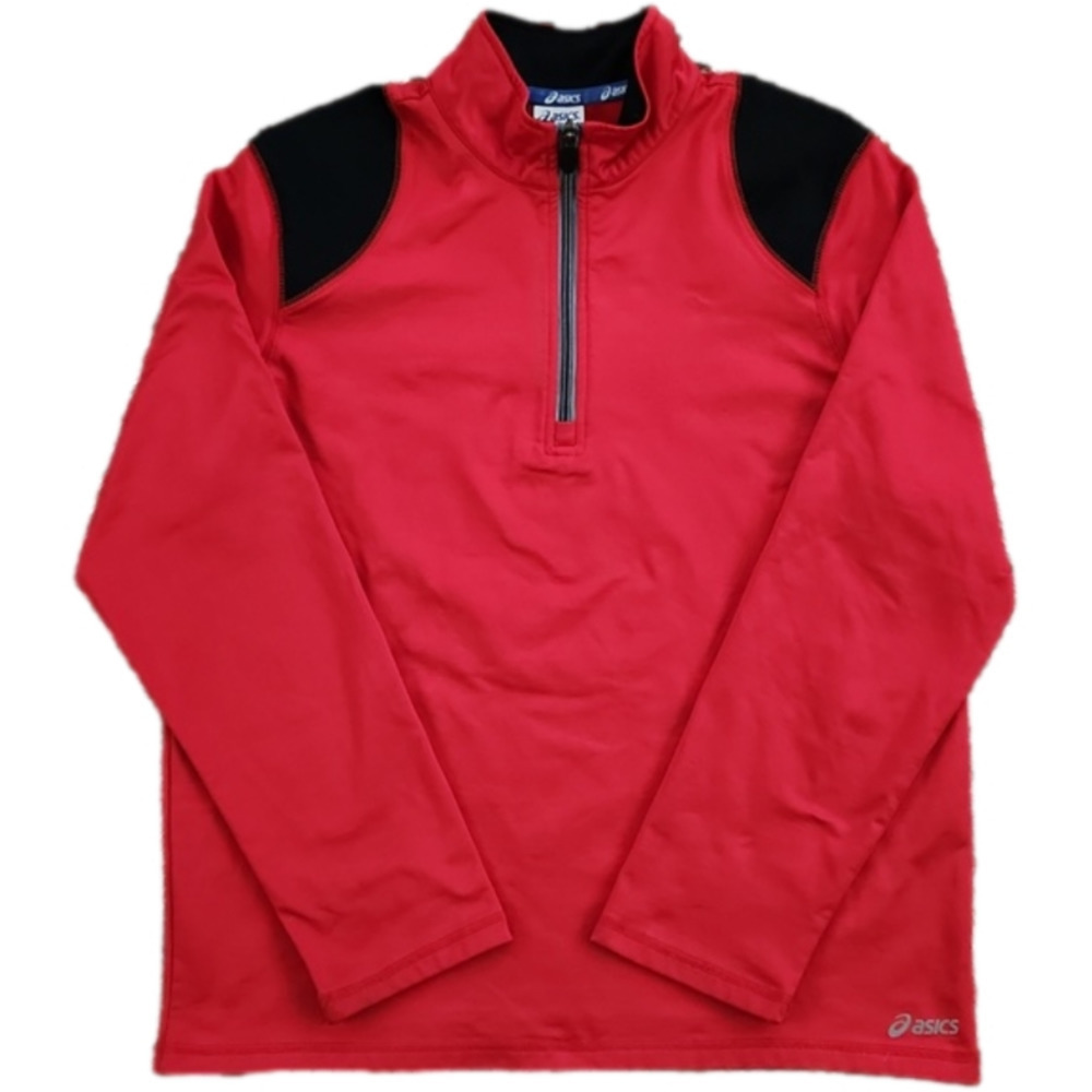 3/$20 Asics Red & Black Quarter-Zip Pullover Jacket